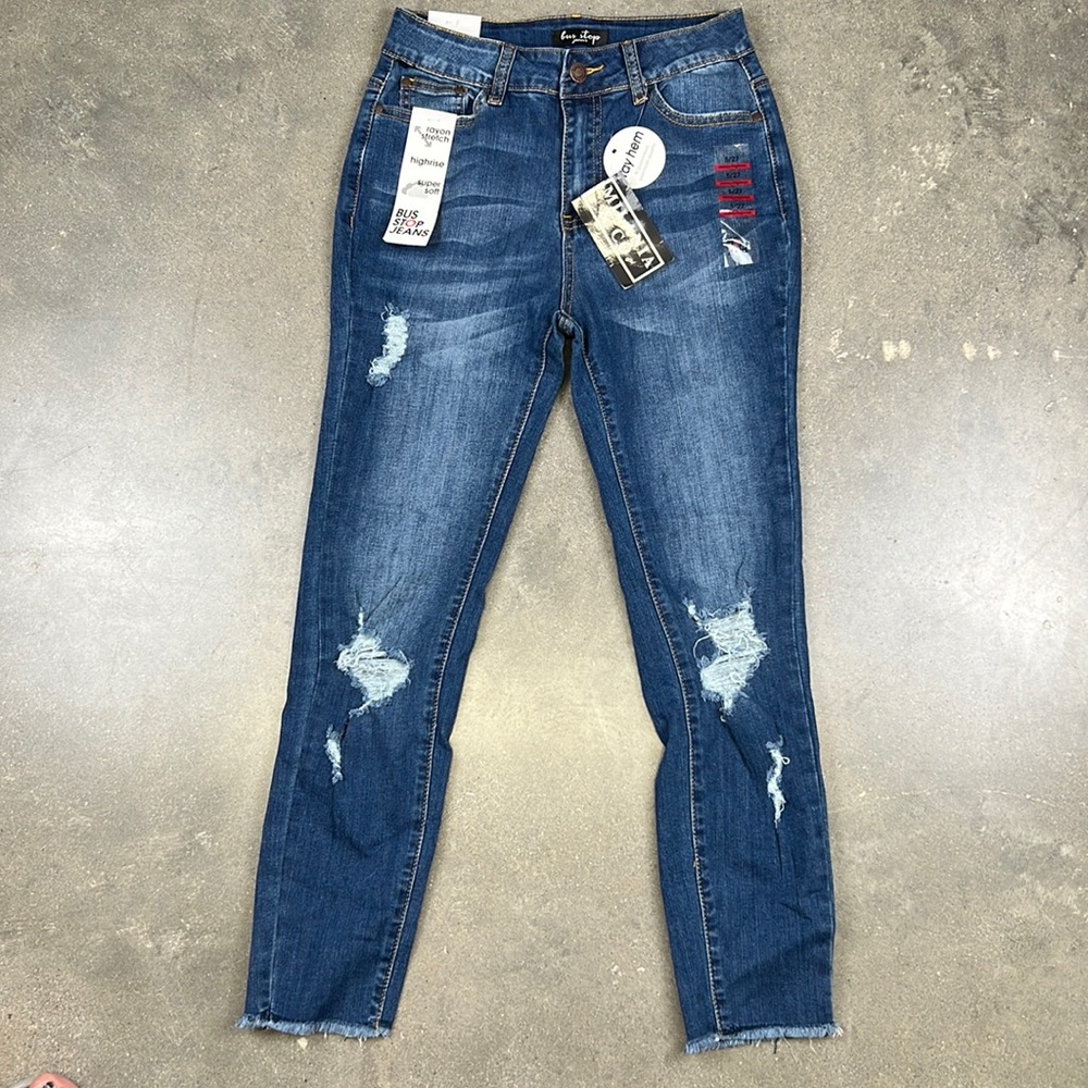 Ripped High-rise Bus Stop Jeans Dark wash